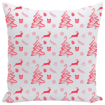 Christmas Tree Pattern Throw Pillow, Red, 18x18, Cover Only