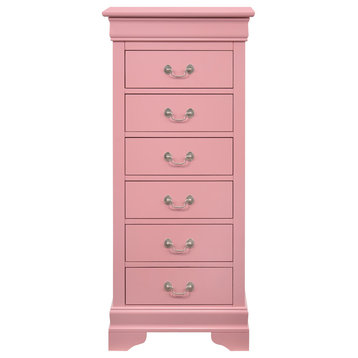 Louis Phillipe Pink 7 Drawer Chest of Drawers (22 in L. X 16 in W. X 51 in H.)