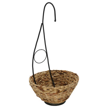 Artificial Fern in Water Hyacinth Hanging Basket, Natural Water Hyacinth