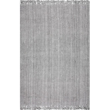 Nuloom Hand Woven Maui Chunky Loop Rug, Grey 6'x9'