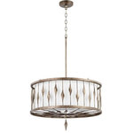 Quorum - Quorum 855-6-91 Cordon, 6 Light Drum Pendant - The Cordon Series is suspended from a combinationCordon 6 Light Drum  Persian Gray AcrylicUL: Suitable for damp locations Energy Star Qualified: n/a ADA Certified: n/a  *Number of Lights: 6-*Wattage:75w Medium Base bulb(s) *Bulb Included:No *Bulb Type:Medium Base *Finish Type:Persian Gray