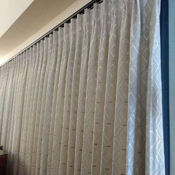 Two Finger Pinch Pleat Drapes replaced the Verticle outdated Blinds