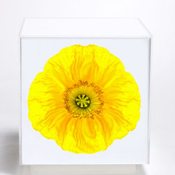 Yellow Poppy Floret Cube - Side Tables And End Tables