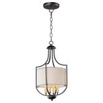 Maxim Lighting - Maxim Lighting 25283WLBZAB Savant - 21 Inch 4 Light Chandelier - Drum shades of White Linen with an off-white linerSavant 21 Inch 4 Lig Bronze/Antique Brass *UL Approved: YES Energy Star Qualified: n/a ADA Certified: n/a  *Number of Lights: Lamp: 4-*Wattage:60w E12 Candelabra Base bulb(s) *Bulb Included:No *Bulb Type:E12 Candelabra Base *Finish Type:Bronze/Antique Brass