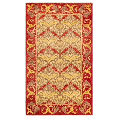 Arts and Crafts, One-of-a-Kind Hand-Knotted Area Rug Green, 4'10"x8'3"