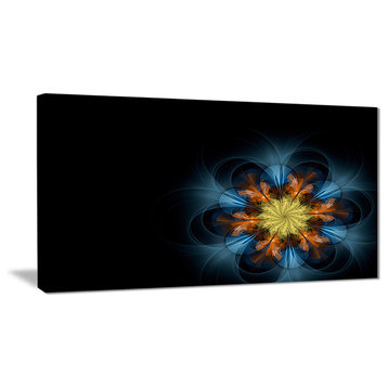 "Symmetrical Blue Orange Fractal Flower" Digital Canvas Print, 40"x20"