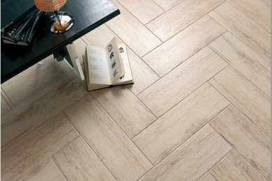Porcelain wood effect floor tiles