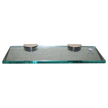 Tempered Glass Shelf Rectangle 4"x12", Stainless Steel Brackets, Satin Nickel