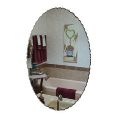 Back Chipped Frameless Oval Mirror, 24" X 36"