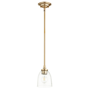 Rossington 1-Light Pendant, Aged Brass With Clear Seeded