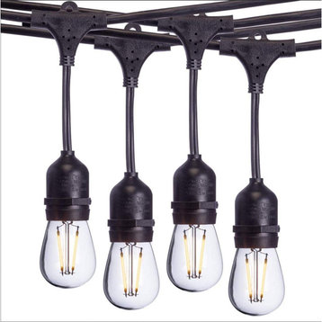 Sterno Home Vintage-Style Waterproof Outdoor LED String Lights, Black, 48 Feet