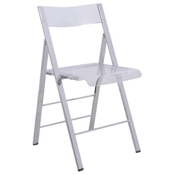 LeisureMod Menno Modern Acrylic Folding Chair, Clear, MF15CL
