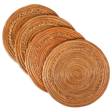 Novica Handmade Forest Circles Pine Needle Placemats (Set Of 4)