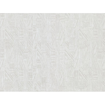 Kensho Off-White Parquet Wood Wallpaper Bolt