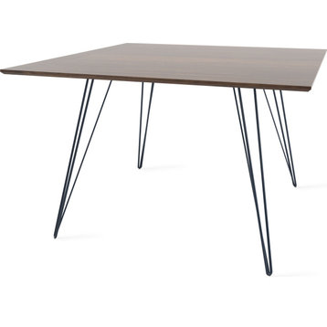 Williams Square Dining Table - Navy, Small, Walnut