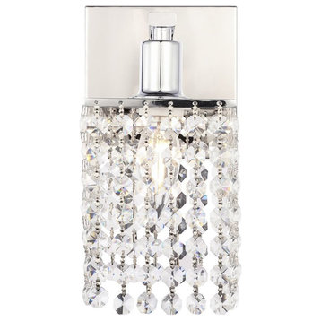 Living District Phineas 1-Light Metal Wall Sconce in Chrome and Clear Crystals