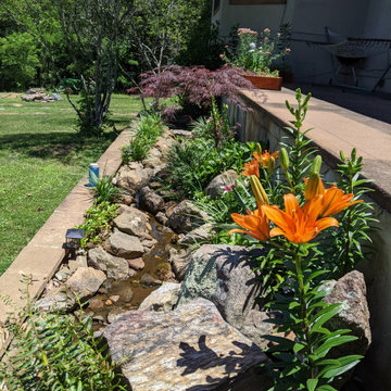 Front Planter Bed Reonvation - Waterfall, Stream, and Small Koi Pond