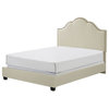 Camelback Upholstered Bed in Creme Linen (Queen: 85.25 in. L x 64 in. W x 58 in.