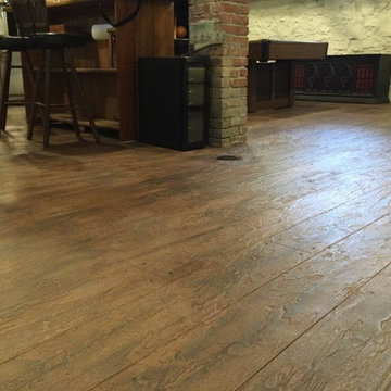 Wood Plank Concrete Overlay for Basement Floor