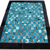 Turquoise Leather Cowhide Floor Rug 4 x 6