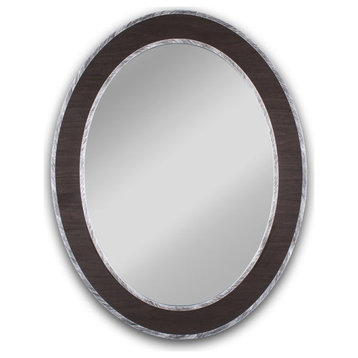 CHLOE's Reflection Hanging Black-Wood Oval Framed Wall Mirror 35" Height