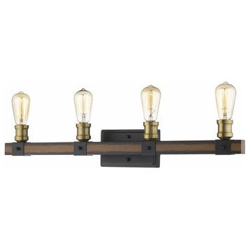 4 Light Vanity Light Fixture in Restoration Style - 30 Inches Wide by 9.75