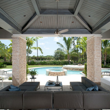 Open Patio with Stone Pillars