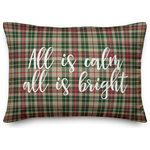 Designs Direct Creative Group - All Is Calm, All Is Bright, Tartan Plaid 14x20 Lumbar Pillow - Decorate for Christmas with this holiday-themed pillow. Digitally printed on demand, this  design displays vibrant colors. The result is a beautiful accent piece that will make you the envy of the neighborhood this winter season.