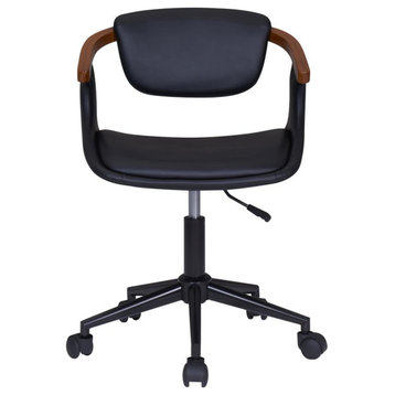 Darwin PU Bamboo Office Chair-Black and Walnut