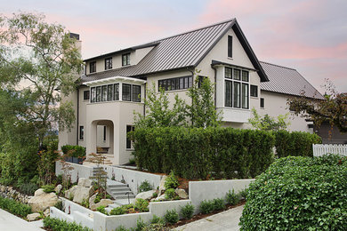 Example of a trendy two-story exterior home design in Seattle