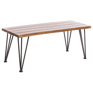 GDF Studio Zephyra Outdoor Rustic Finished Iron and Acacia Wood Coffee Table