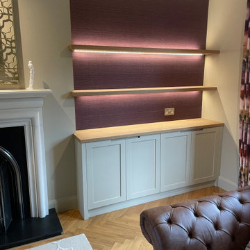 BESPOKE ALCOVE DRINKS CABINET AND DISPLAY SHELVES
