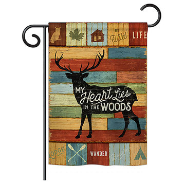 My Heart Lies In The Woods Nature, Everyday Garden Flag 13"x18.5"
