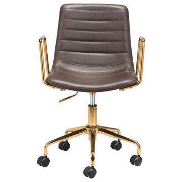 Nixon Office Chair Brown & Gold, Brown & Gold