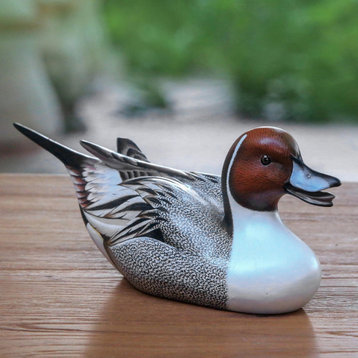 Life Size Pintail Duck Wood Sculpture