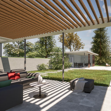 Maison contemporaine en béton brut et bardage bois