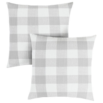 Stewart Grey Buffalo Plaid Square Pillow, Set of 2