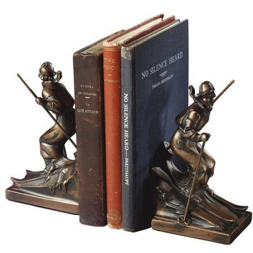 Bookends Bookend MOUNTAIN Lodge Ski Miss Resin Hand-Cast Hand-Painted