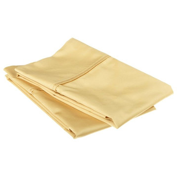 2 Piece Egyptian Cotton Solid Pillowcase Set, Gold, King
