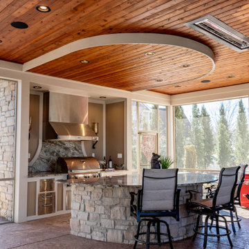 Outdoor Room with Fireplace + Interior Kitchen Remodel