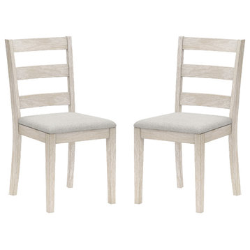 Hillsdale Spencer Wood and Upholstered Ladder Back Dining Chair, Set of 2