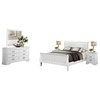 5-Piece Modern E King Sleigh Bed, Dresser, Mirror, 2 Nightstand Burnish White