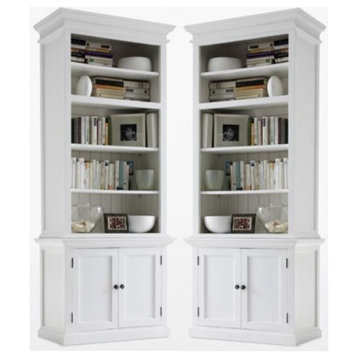 Home Square 2 Doors Bookcase in Pure White Finish - Set of 2