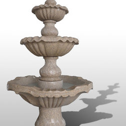 Tall 4-Tier Fountain in Giallo Fantasia D Granite - Outdoor Fountains And Ponds