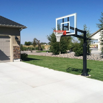 Justin T's Pro Dunk Silver Basketball System on a 50x50 in Rexburg, ID