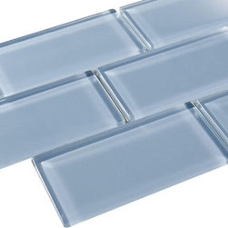 Sky Blue Glossy Subway Glass Mosaic Tiles - Home Accessories & Decor