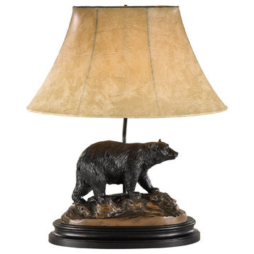 Black Bear And Rocks Lamp