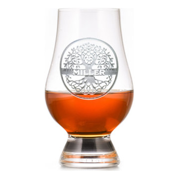 Custom Engraved Barware Glasses, Personalized Home Bar Glassware