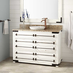 48" BONNER RECLAIMED WOOD VANITY FOR SEMI-RECESSED SINK - WHITEWASH PINE - Bathroom Vanities And Sink Consoles