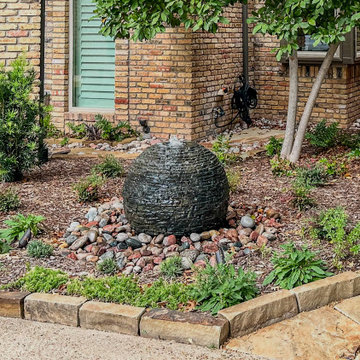 Refined Curb Appeal: Bubbling Basalt Fountain & Flagstone Entry | Plano, TX
